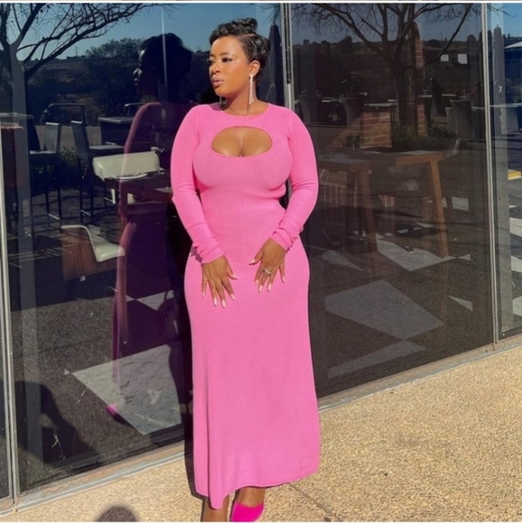 Zara * cut out knit dress pink maxi midi - Picture 9 of 12